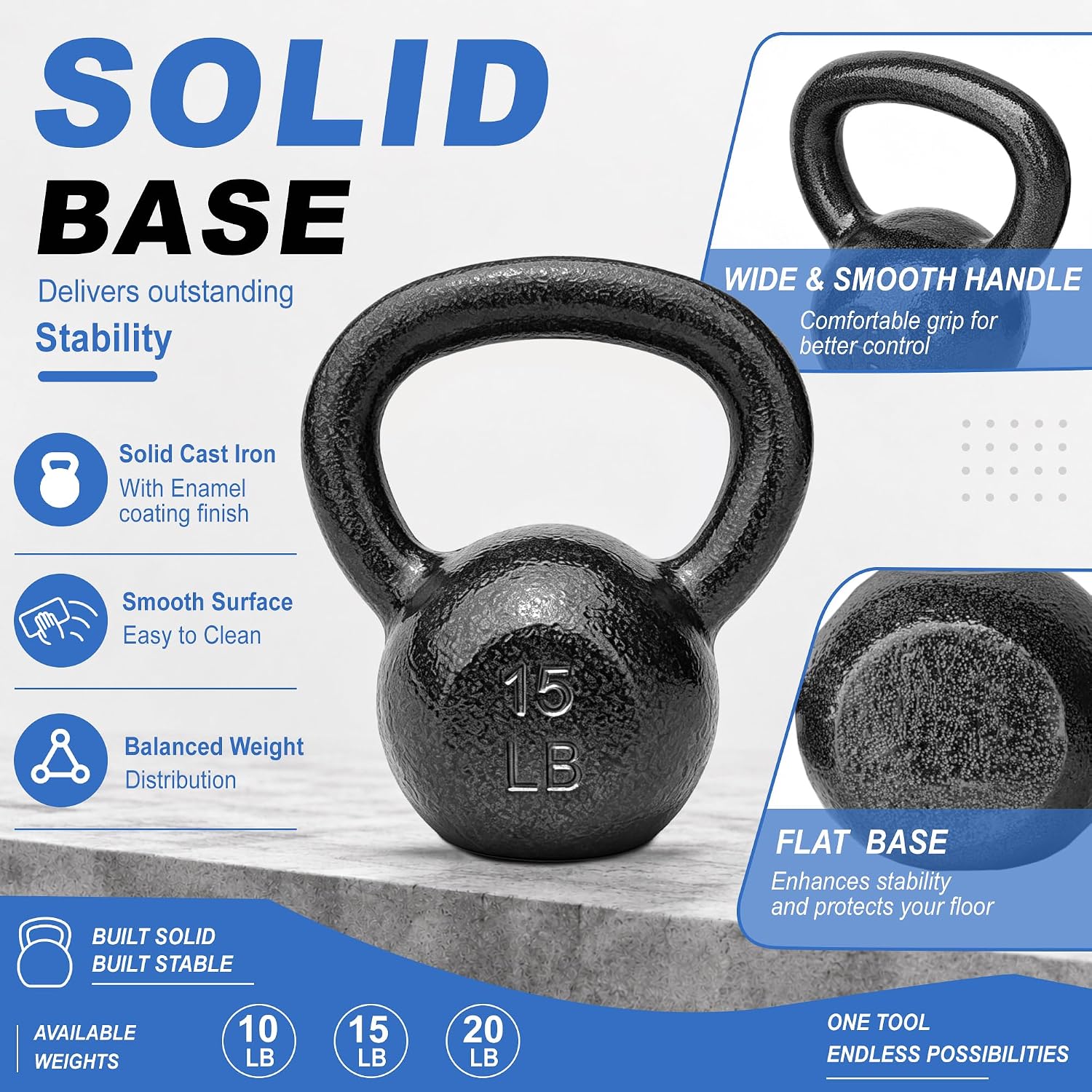Cast Iron Kettlebells 5-50 LB  - Kettlebell 评论和价格